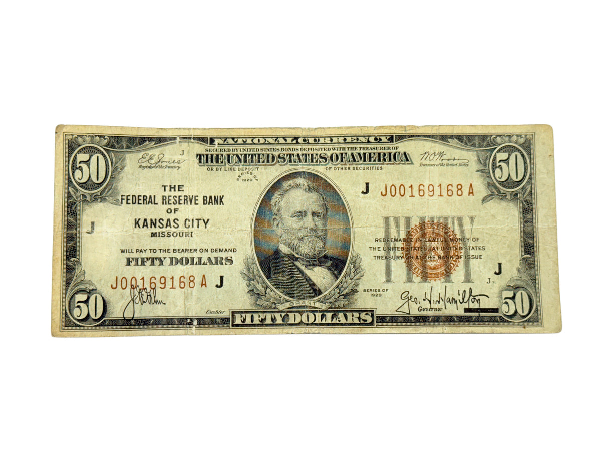 FR.1880-J 1929 $50 Federal Reserve Bank Note Kansas City (F Details)