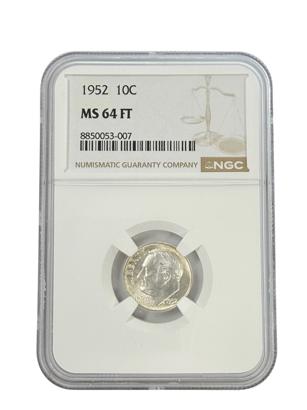 1952 Roosevelt Dime NGC MS64 FT