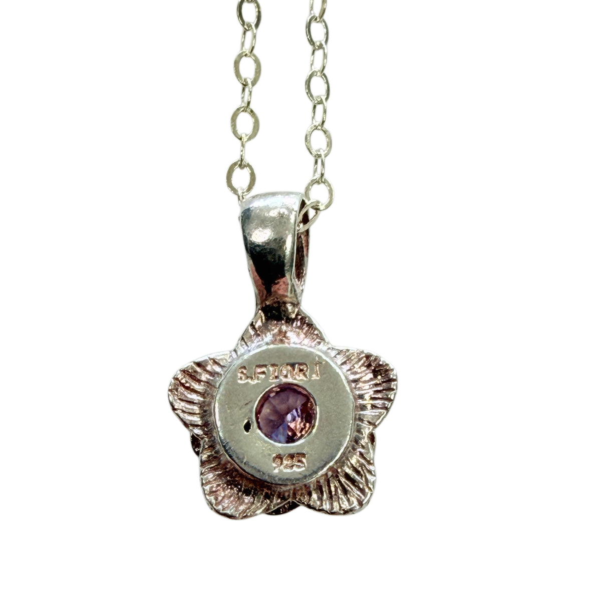 Silver & Cubic Zirconia Flower Necklace
