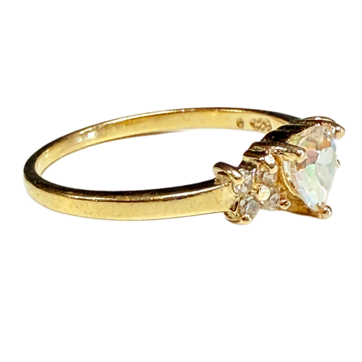Gold Plated Cubic Zirconia Heart Ring