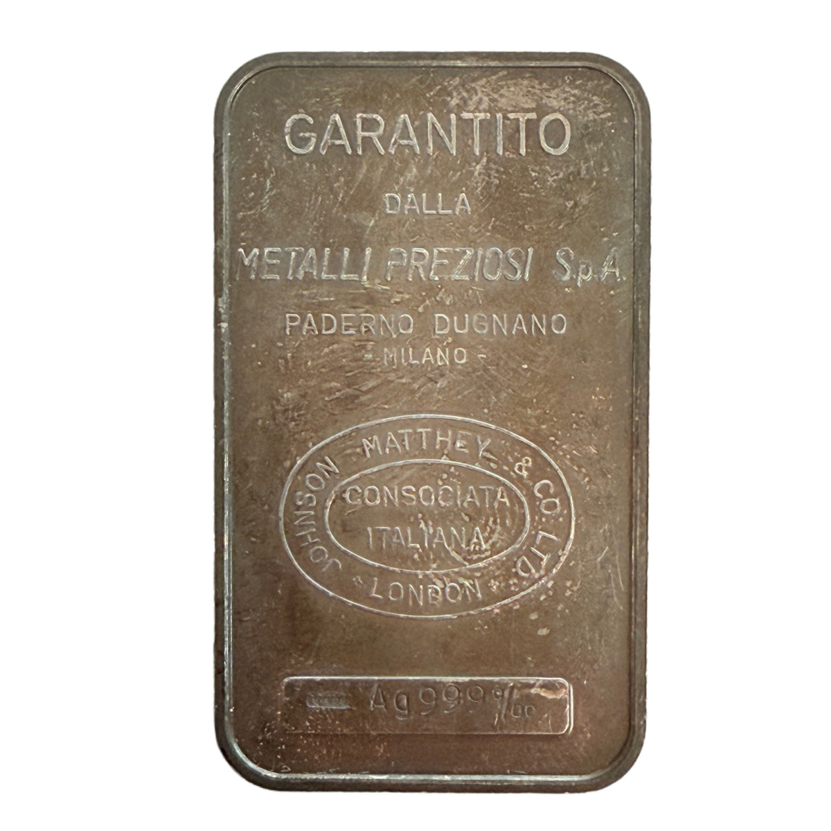 Garantito Metalli Preziosi SPA Johnson Matthey 50g Silver Bar