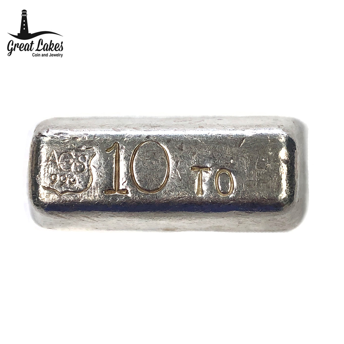 Vintage AGS American Gold &amp; Silver 10 oz Silver Bar