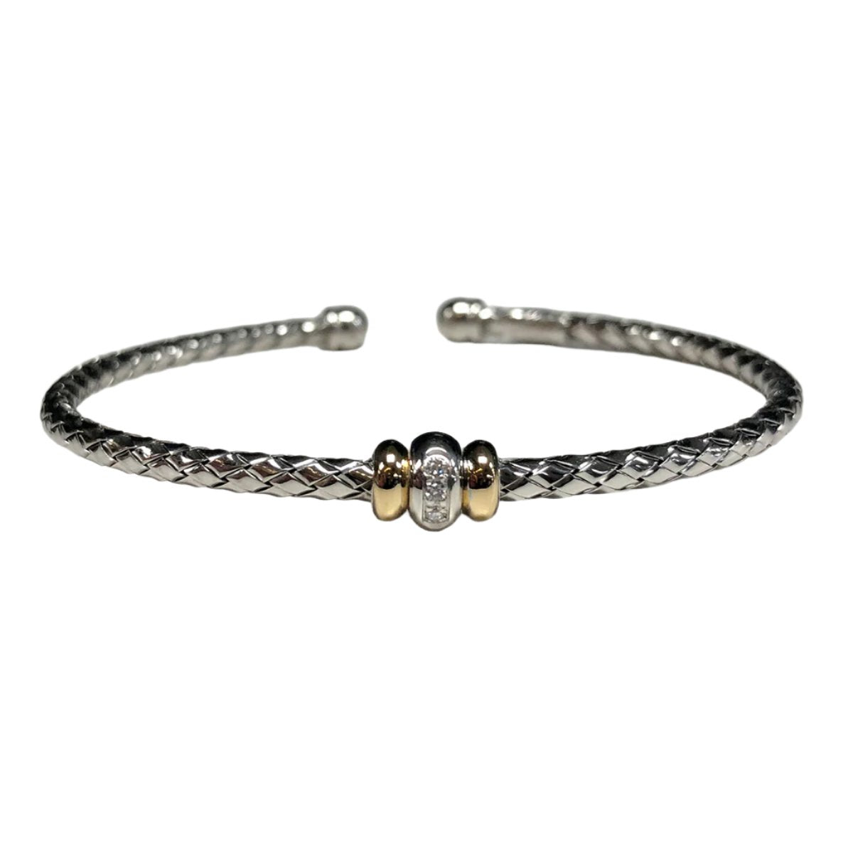 Alisa Single Station Yellow Gold &amp; Diamond Rondelle Sterling Traversa Bracelet