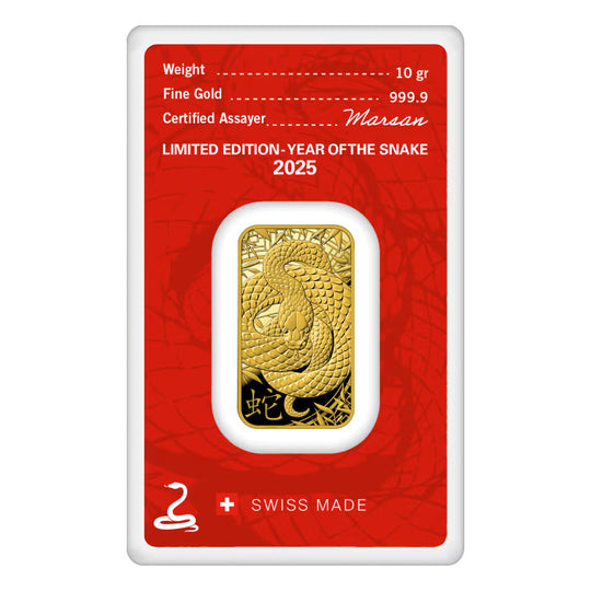 Argor Heraeus Year of the Snake 10 g Gold Bar (In Assay)