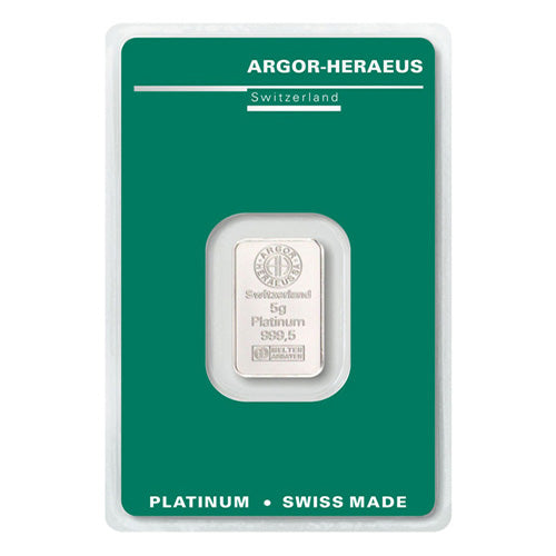 Argor Heraeus 5 g Platinum Bar (In Assay)