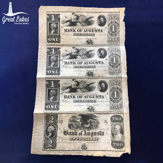 Bank of Augusta Uncut Obsolete Sheet (VF)