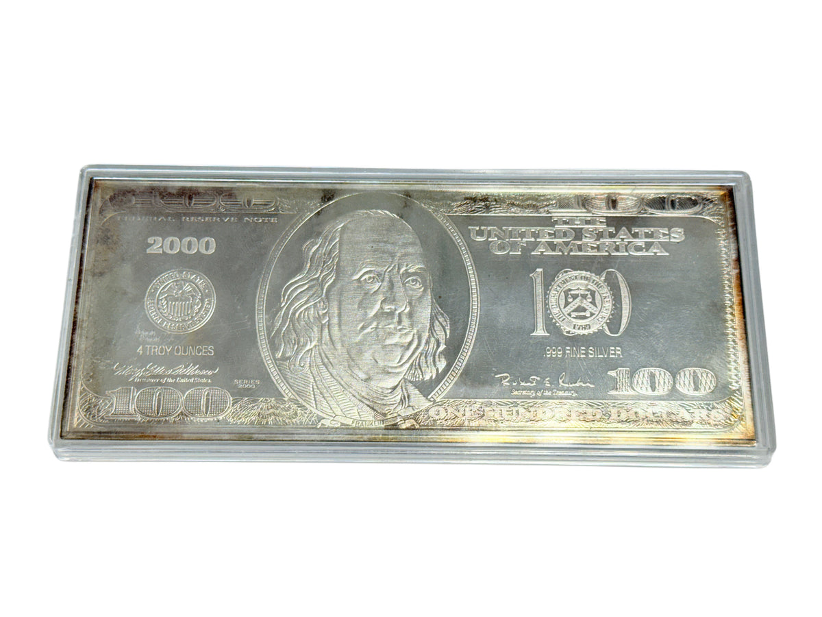Washington Mint 4 oz Silver Franklin $100 Bill (No Box)