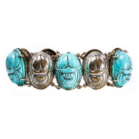 Silver Plated Brass Scarab Bracelet