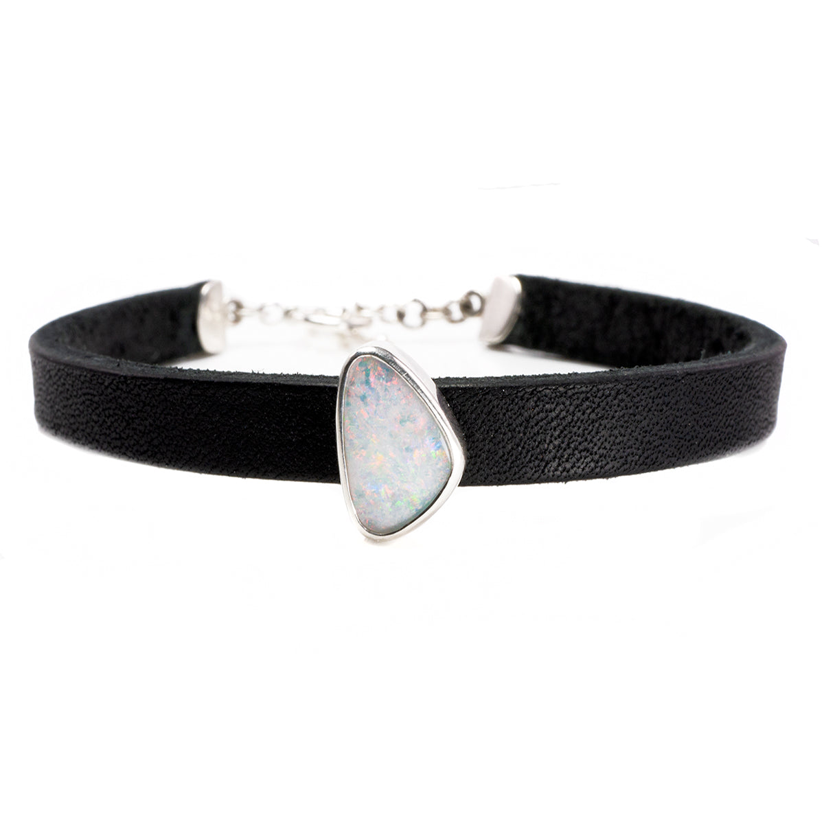 Leather Bracelet with Crushed Opal