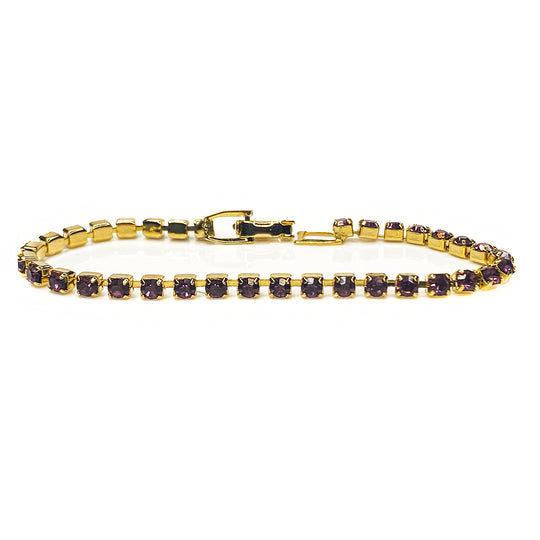 Gold Plated Purple Cubic Zirconia Tennis Bracelet