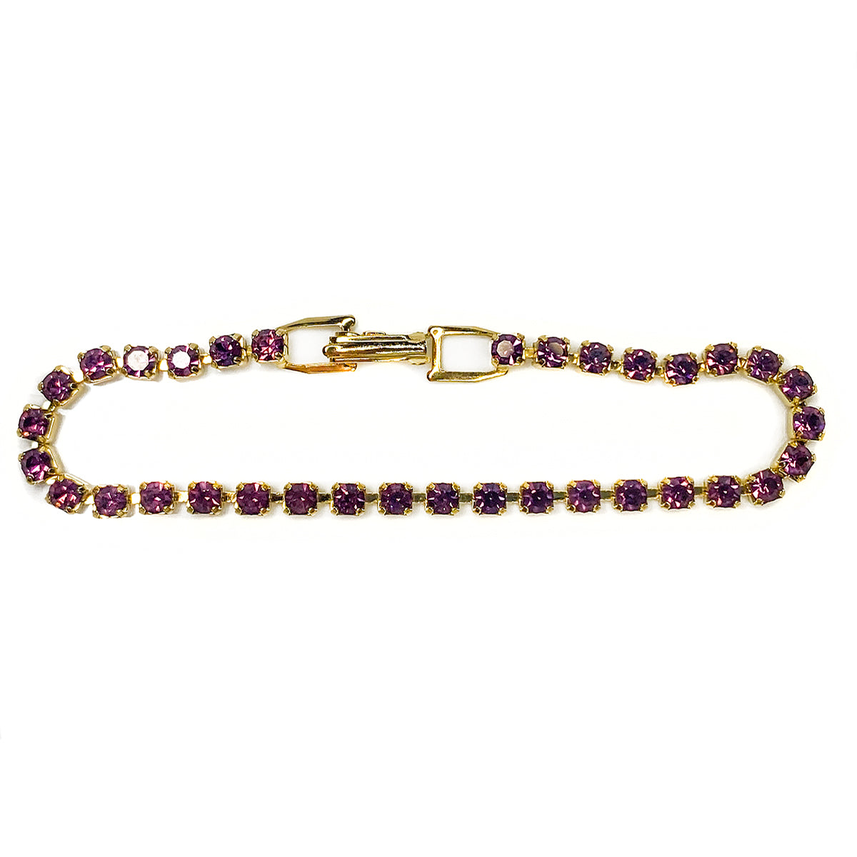 Gold Plated Purple Cubic Zirconia Tennis Bracelet