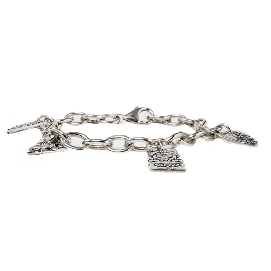 Silver Floral Charm Bracelet