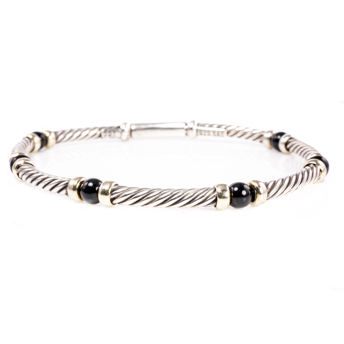 David Yurman Sterling Silver and 14K Yellow Gold 5mm Buckle Bangle Bra –  QUEEN MAY