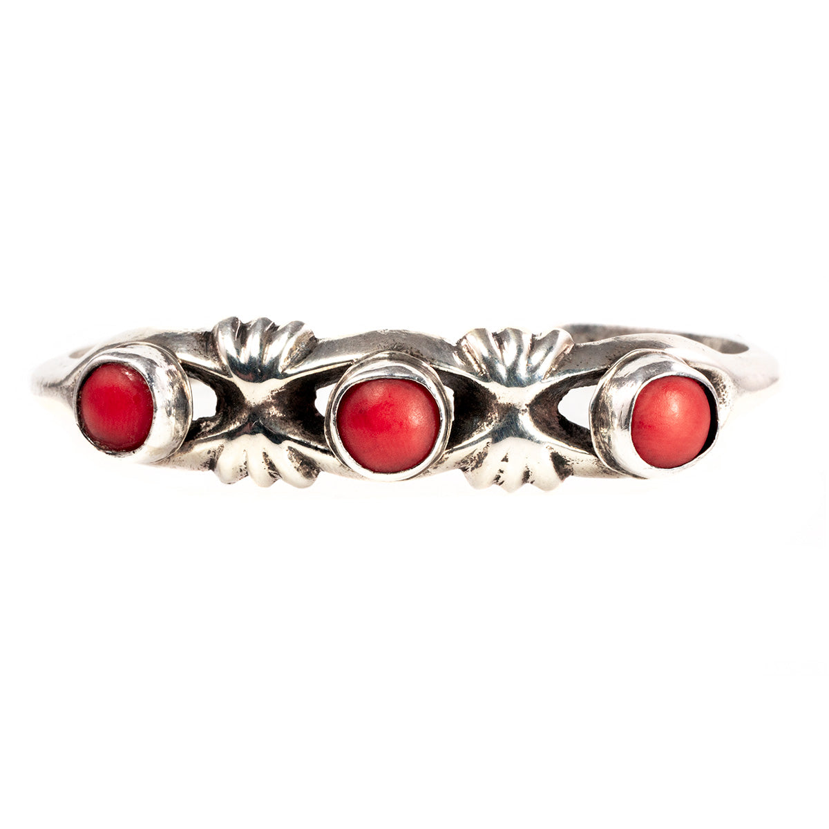 Native American Silver &amp; Coral Cuff