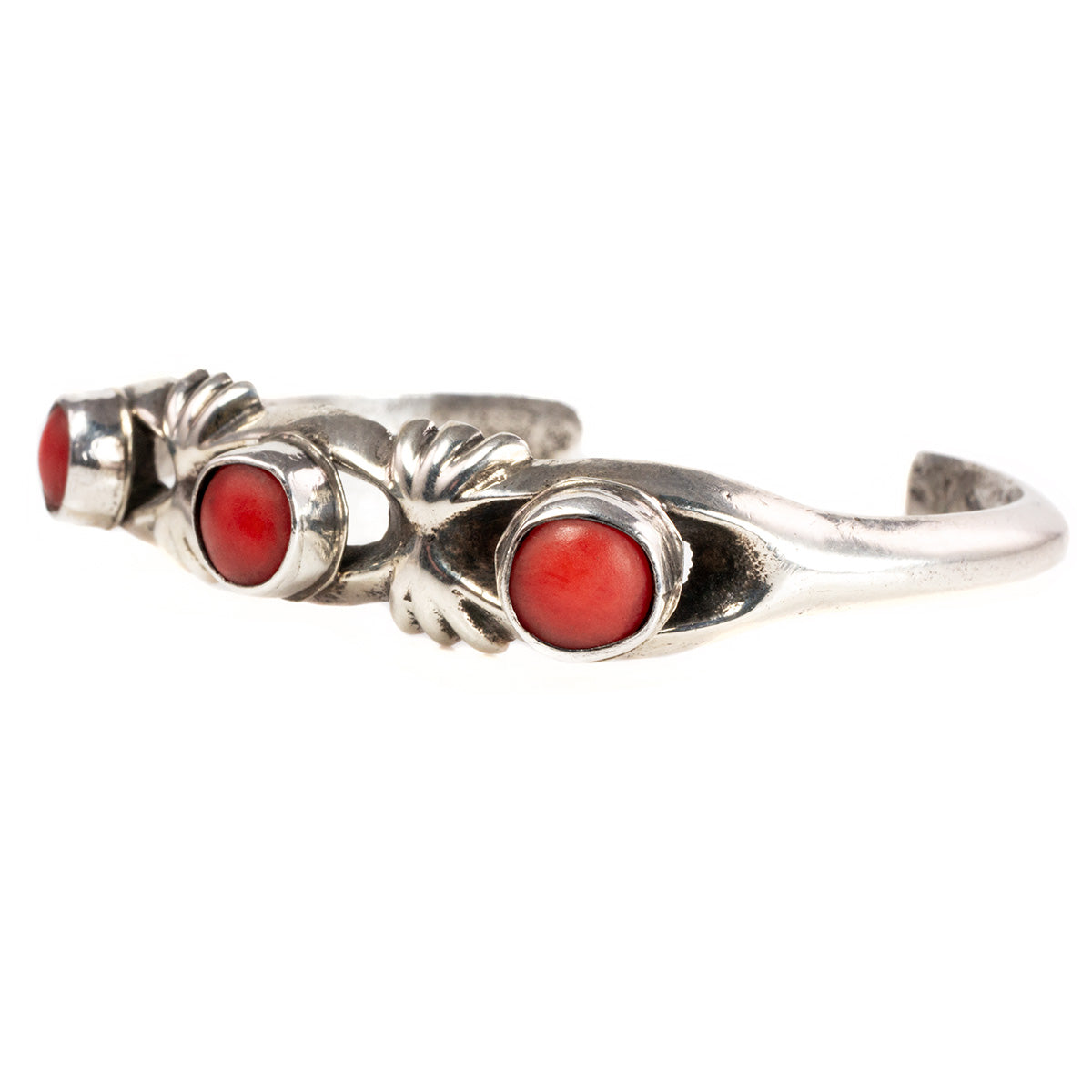 Native American Silver &amp; Coral Cuff