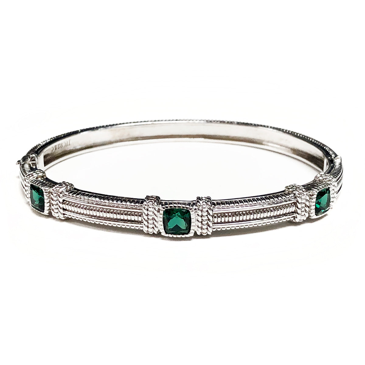 Judith Ripka Silver & Green Quartz Bangle