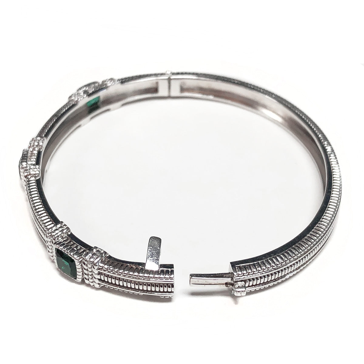 Judith Ripka Silver & Green Quartz Bangle
