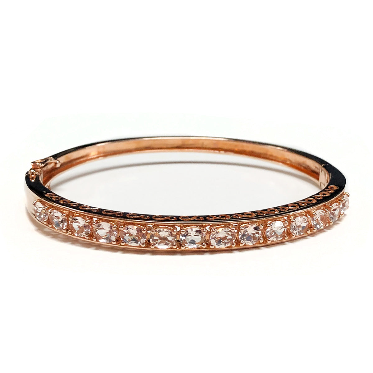 Rose Gold Plated Silver &amp; Cubic Zirconia Bangle