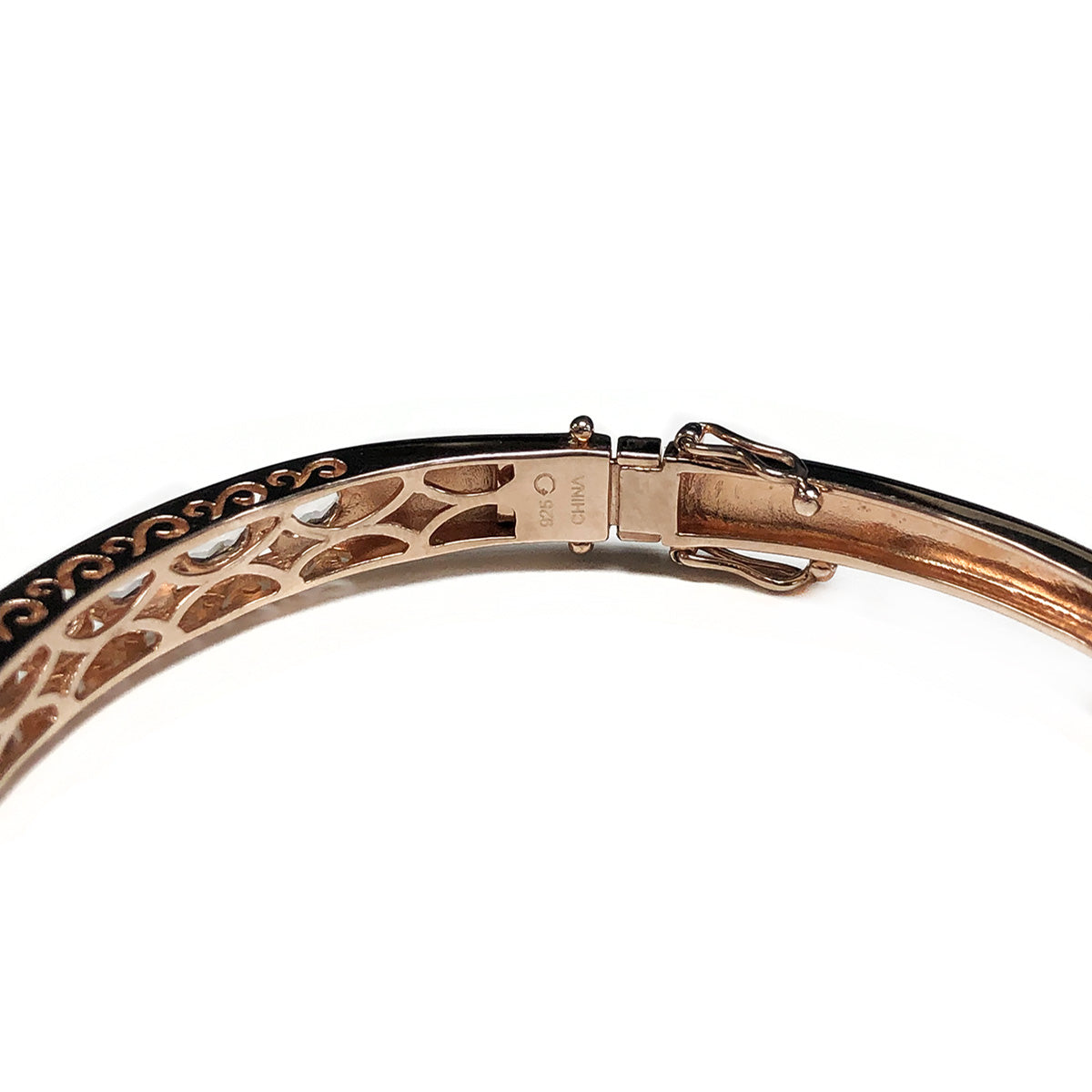 Rose Gold Plated Silver &amp; Cubic Zirconia Bangle