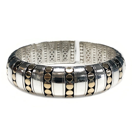 John Hardy Silver & 18 k Gold Dot Cuff Bracelet