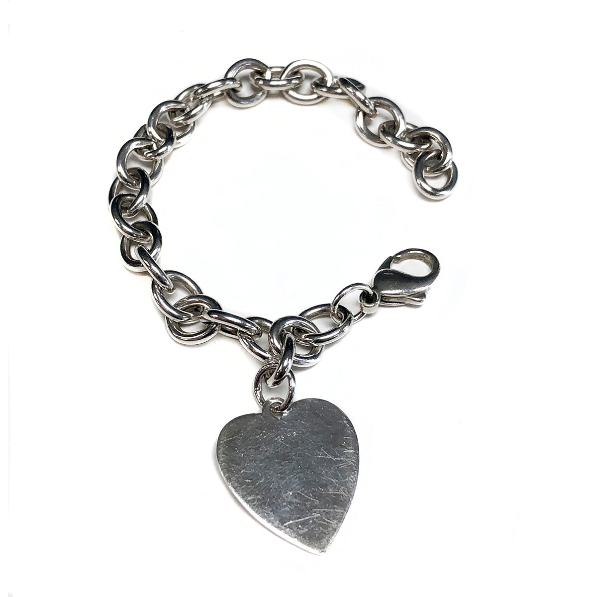 Silver Oval Link Heart Bracelet