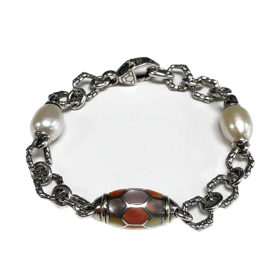 Asch Grossbardt Silver 18k Gold & Pearl Bracelet