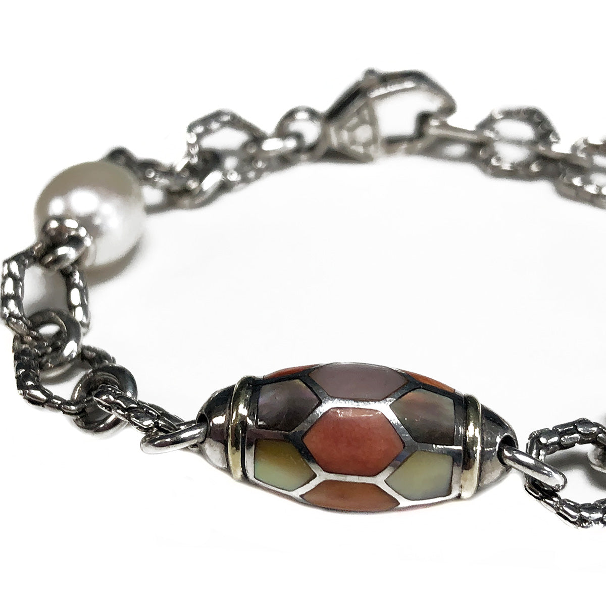 Asch Grossbardt Silver 18k Gold & Pearl Bracelet