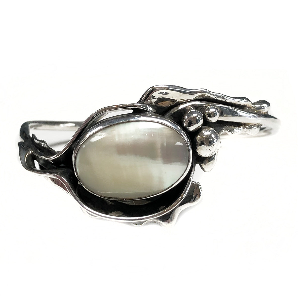 Silver & Pearl Cuff Bangle