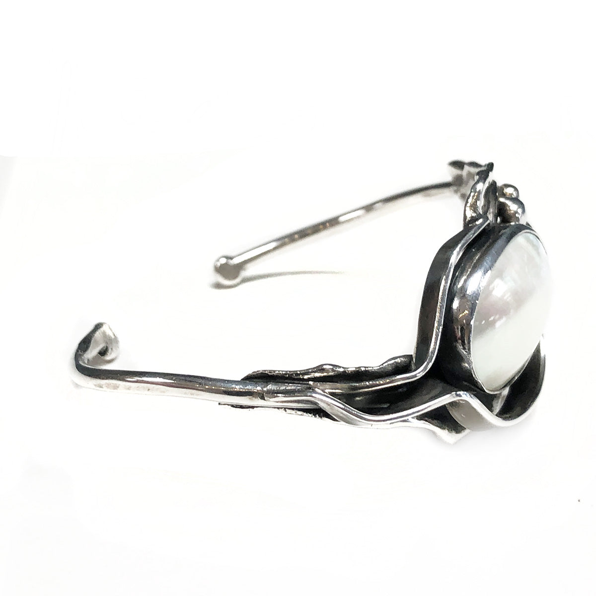 Silver & Pearl Cuff Bangle