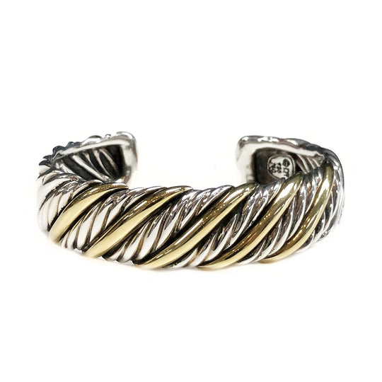 David Yurman Silver & 18k Sculpted Cable Cuff Bracelet