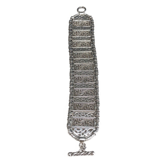 Lois Hill Silver Granulated Scroll Bracelet
