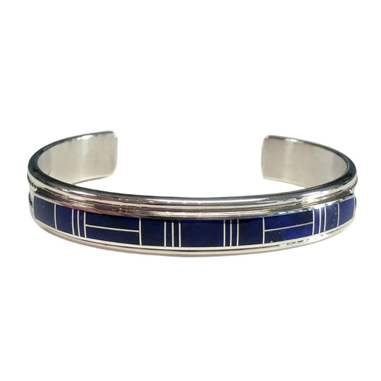 Thomas Francisco Navajo Silver & Lapis Cuff Bangle