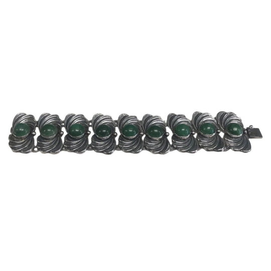 Jose Anton Taxco Mexico Silver & Malachite Bracelet