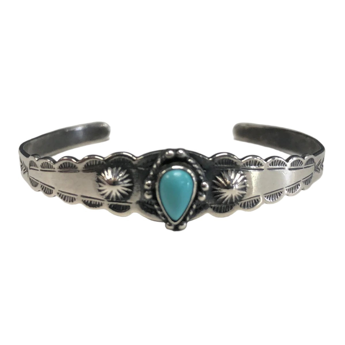 Native American Silver &amp; Turquoise Bangle