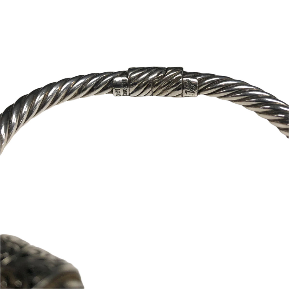 Samuel B Benham Silver & 18k Gold Chalcedony Bangle