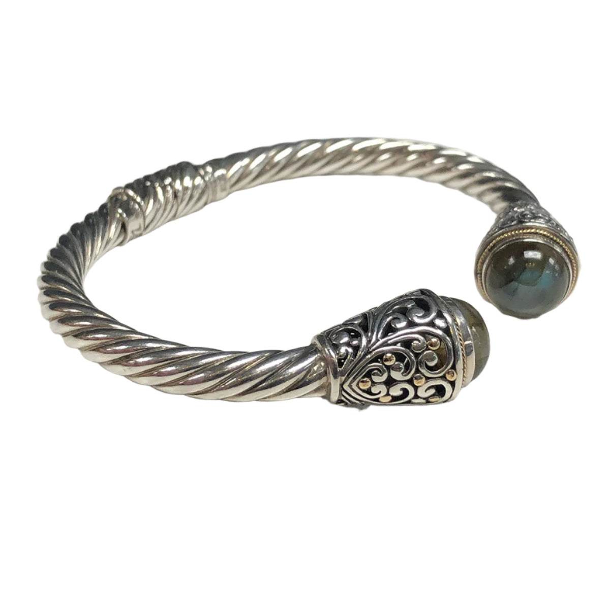 Samuel B Benham Silver & 18k Gold Labradorite Bangle