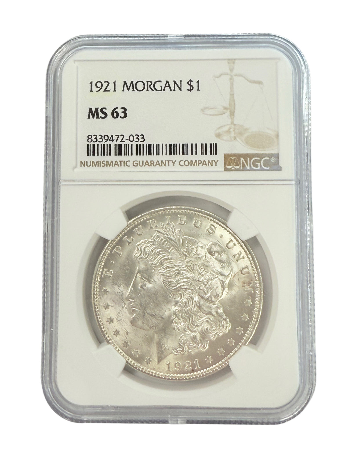 1921 Morgan Silver Dollar NGC MS63