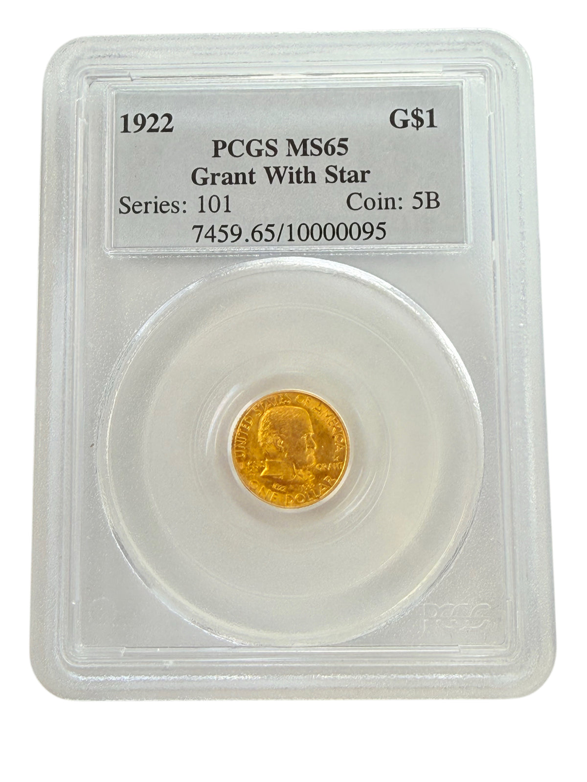 1922 Grant With Star $1 Commemorative Gold Coin PCGS MS65