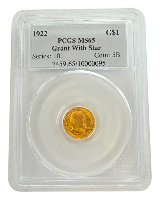 1922 Grant With Star $1 Commemorative Gold Coin PCGS MS65