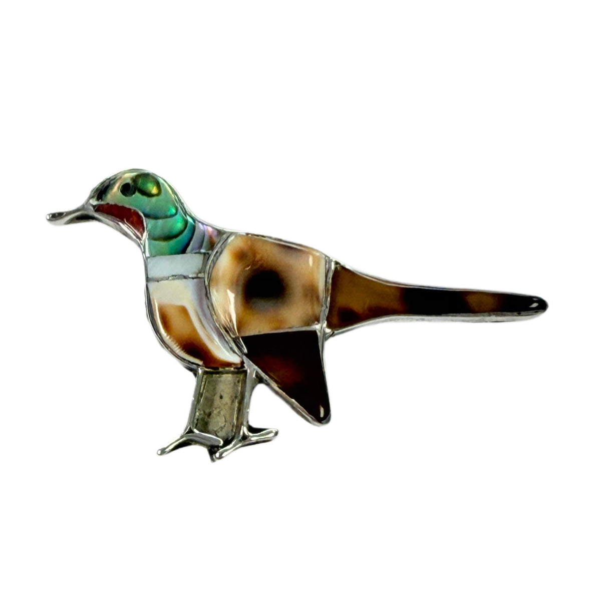 Silver & Gemstone Bird Pin