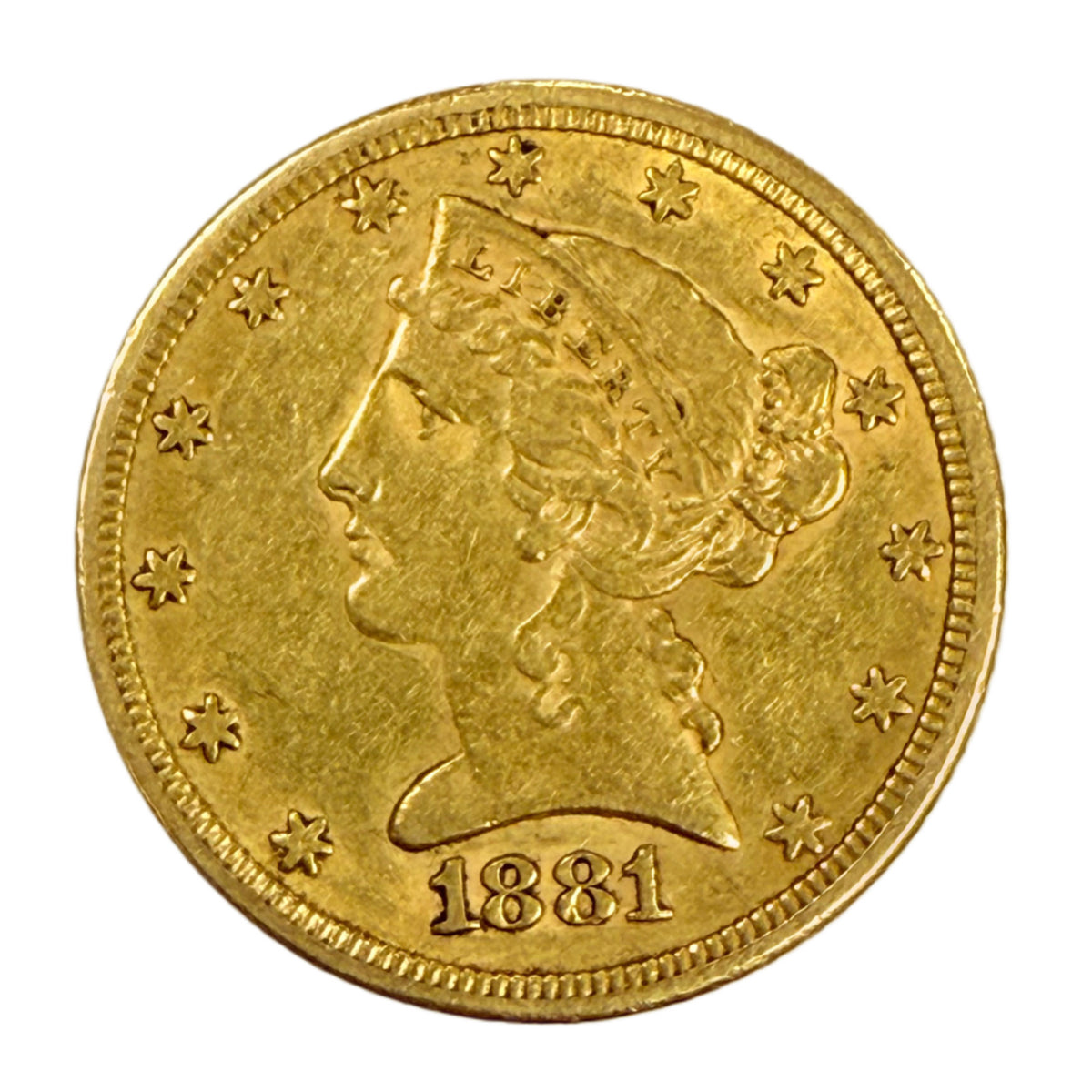 1881 $5 Liberty Gold Half Eagle (Low Premium)