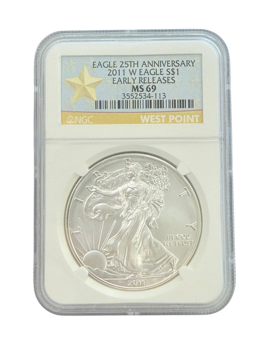2011-W 1 oz American Silver Eagle 25th Anniversary NGC MS69 ER