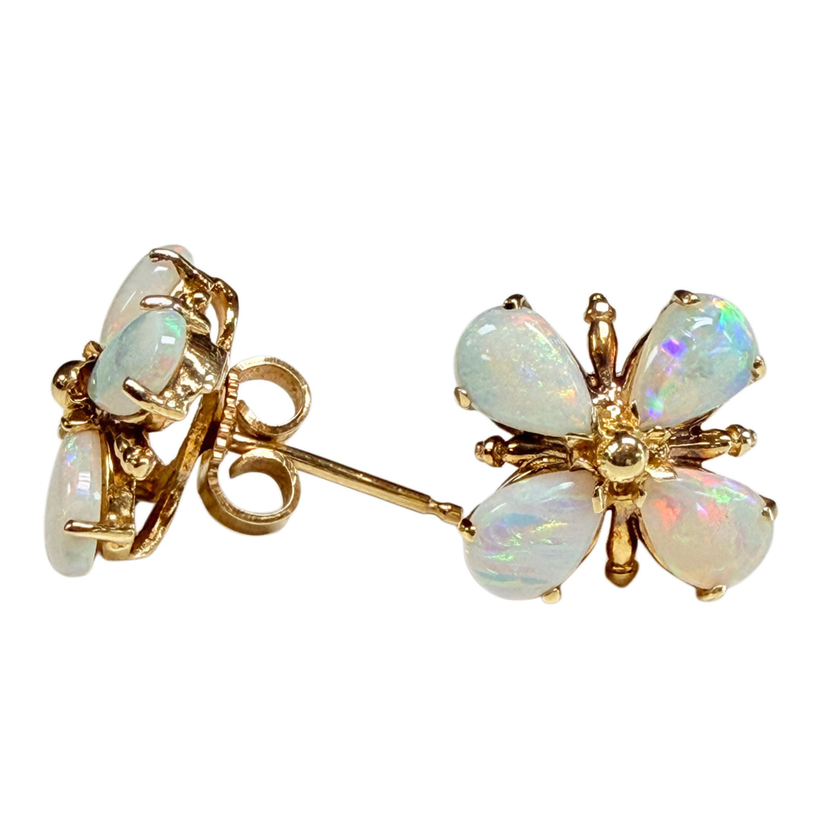 14k Yellow Gold Opal Earrings