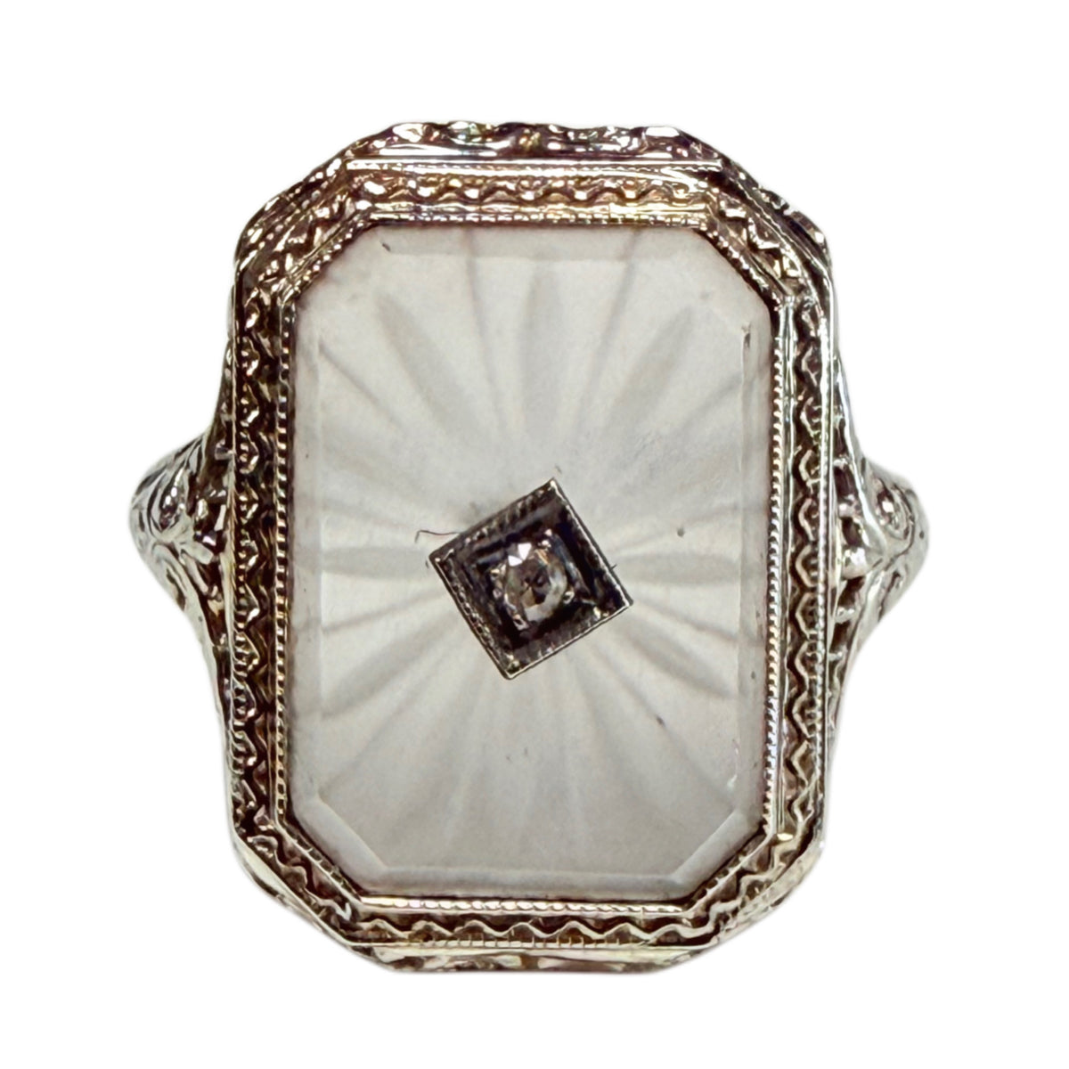14k White Gold Art Deco Ring