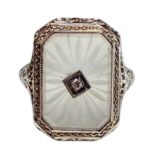 14k White Gold Art Deco Ring