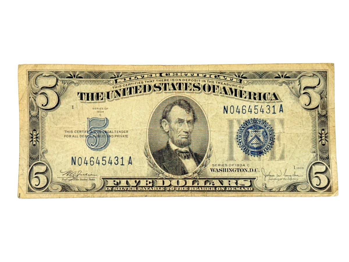 1934-C $5 Silver Certificate (F)