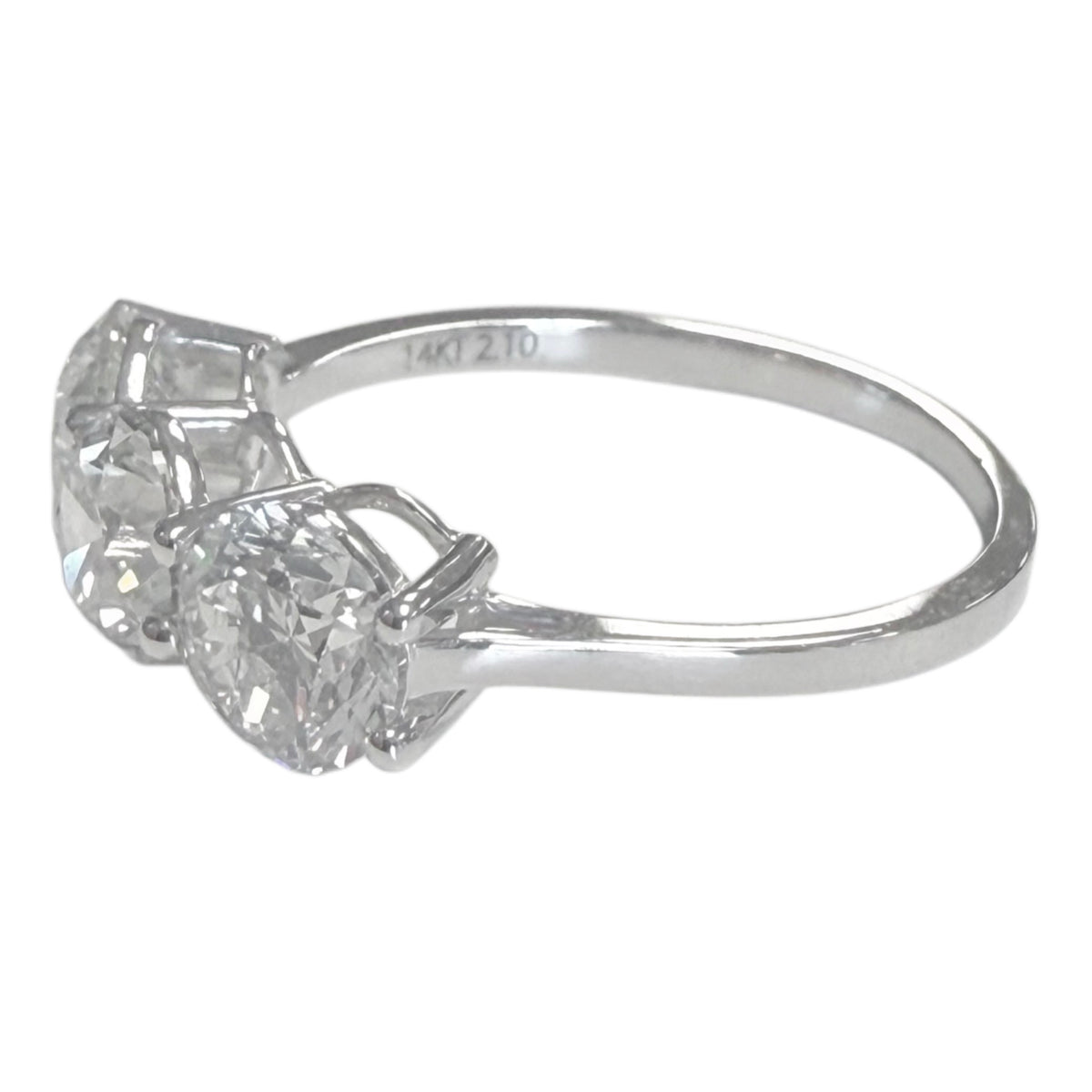 14k White Gold Three Stone Diamond Ring