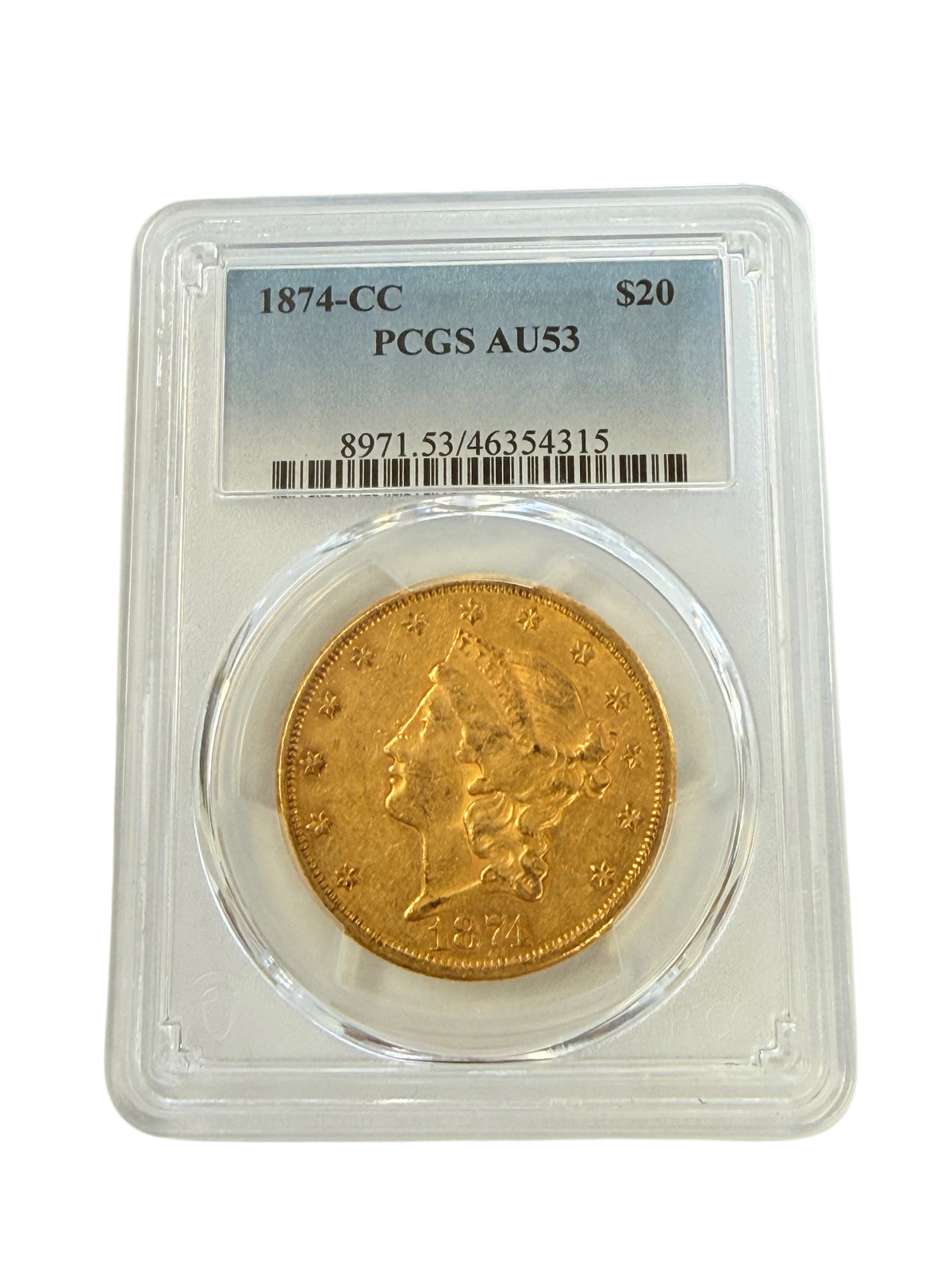 1874-CC $20 Liberty Gold Double Eagle PCGS AU53
