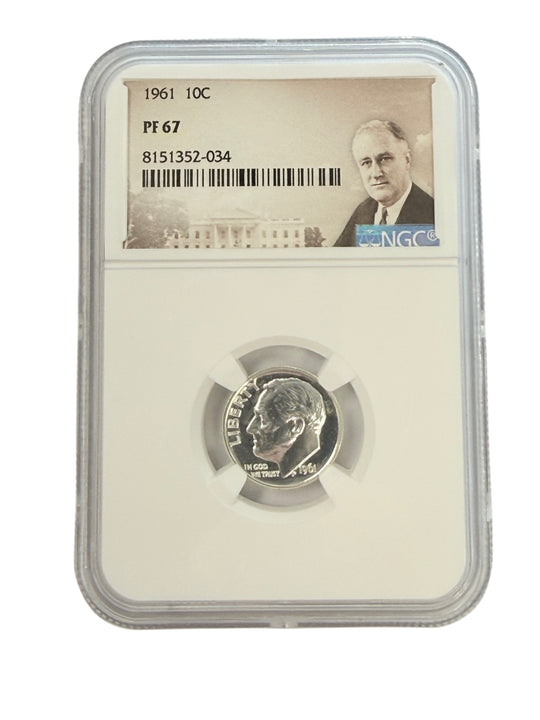 1961 Roosevelt Dime NGC PF67