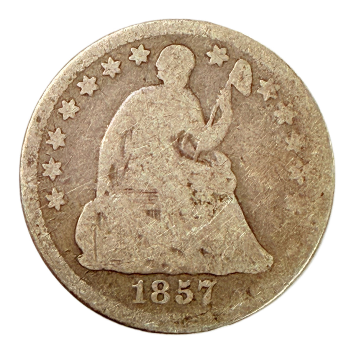 1857 Seated Liberty Half Dime (G Details)